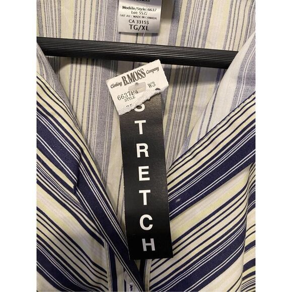 B.Moss Taylor XL button up blouse NWT womens white blue yellow striped vintage - Picture 4 of 6